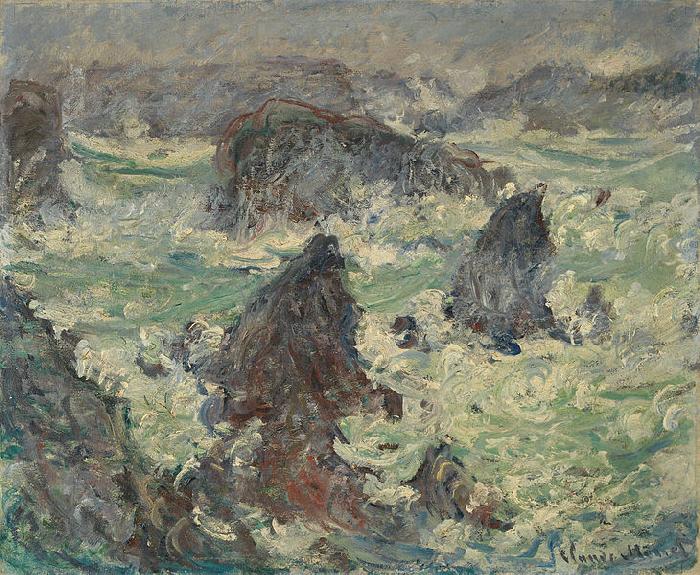 Claude Monet Tempete sur les Cotes de Belle China oil painting art